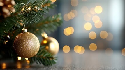 Obraz premium A festive Christmas tree adorned with lights and ornaments, capturing the magic and joy of the season.