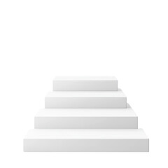 Minimalist White Staircase with Four Steps Isolated on Transparent Background
