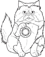 Persian cat Poker Poker chips Animal Vector Graphic Art Illustration