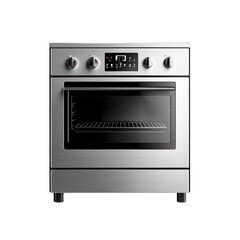 Fototapeta premium Modern Stainless Steel Electric Oven with Digital Controls and Four Knobs for Home Kitchen Appliances