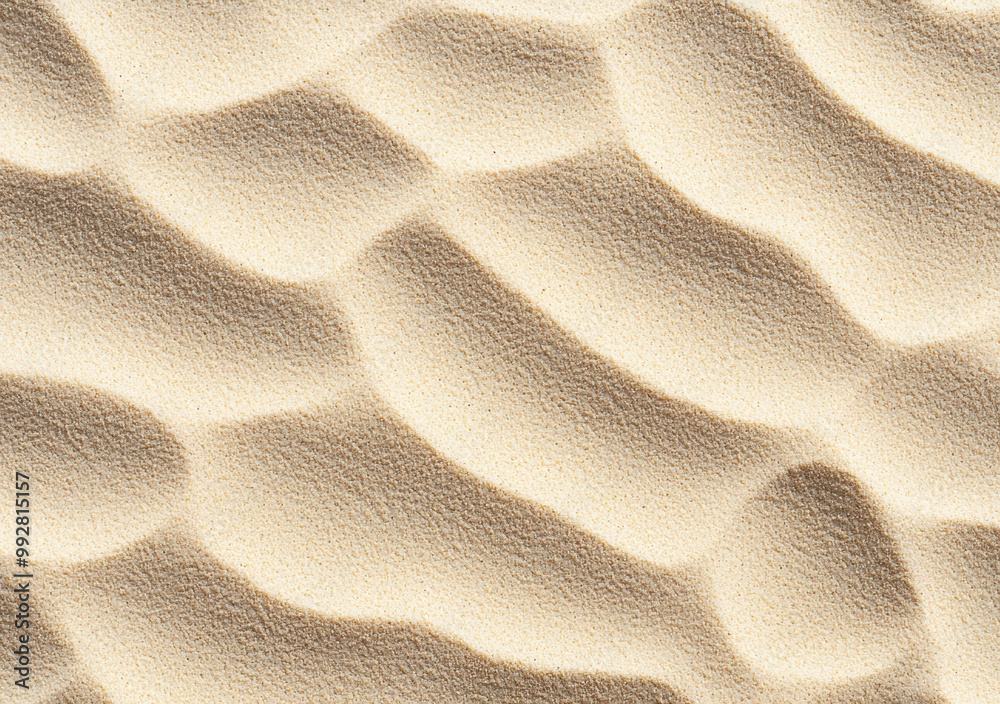 Poster Aerial view of wind creating wavy pattern on sand dune background