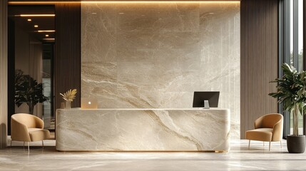 Elegant reception area with luxury marble counter