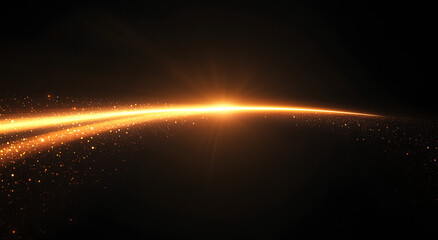 A single, glowing orange arc on a black background