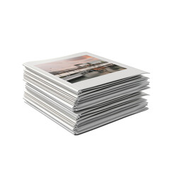 Stack Of Magazines With Aerial Photo Cover On White Background