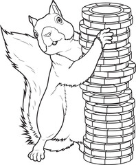 Squirrel Poker Poker chips Animal Vector Graphic Art Illustration