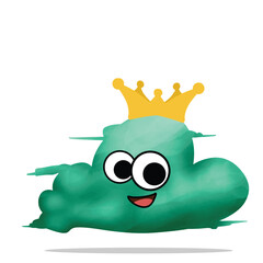 happy cloud mascot character wearing a clown. cute, funny and playful concept. weather, nature, or atmospheric themes