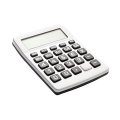 White Electronic Calculator with Large Buttons Isolated on Transparent Background for Office and School Use