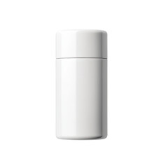 Minimalist White Cylindrical Container for Cosmetics or Skincare Products on Transparent Background