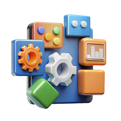 Obraz premium Software Applications 3d cartoon style illustration