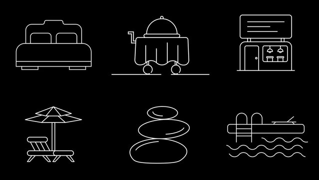 Accommodation & Relaxation Line Icons