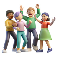 Socializing 3d cartoon style illustration