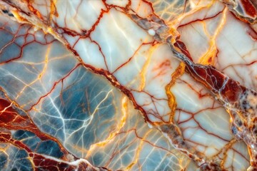 Colorful marble surface with intricate veins close-up
