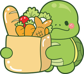 Naklejka premium Kawaii turtle daily life sticker cute. Cute turtle mascot illustrations.