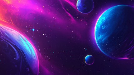Naklejka premium A colorful galaxy background with planets and stars