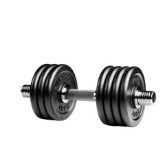 Fototapeta premium Black Adjustable Dumbbell with Multiple Weight Plates on Transparent Background for Fitness and Strength Training