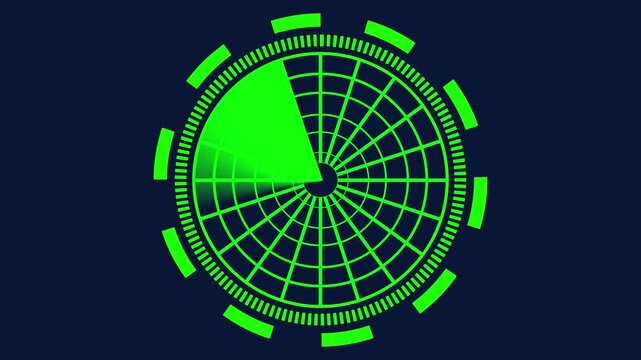 radar screen rotated animated, Object location detection,and signal waves .