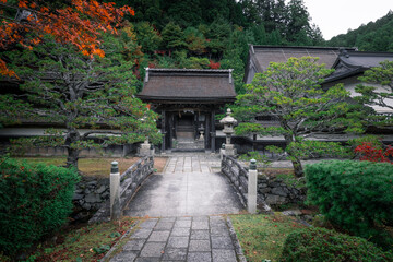 details of Koyasan streets town entrances and roofs