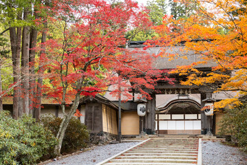 details of Koyasan streets town entrances and roofs
