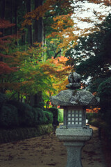 detail of stone lights in a temple