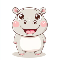 Naklejka premium A kawaii-style pygmy hippopotamus 