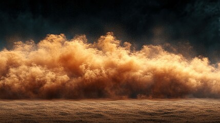 A Large Cloud of Dust Rising Over a Desert Landscape
