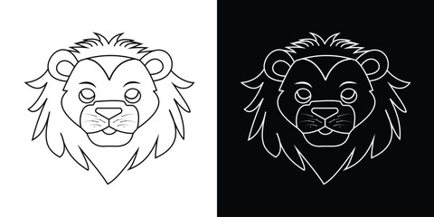 Lion head line icon, vector, silhouette. Lion head mascot, lion cub head, icon, tattoo. Lion cub Head or face Logo, website, app, Vector Template Illustration Design. Vector illustration.
