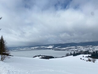 snow covered mountains