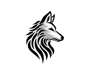 head wolf art side view logo design template illustration