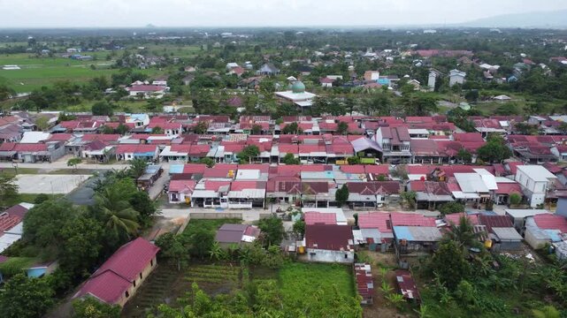 Aerial view of subsidized housing development in South Kalimantan