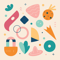 Hand drawn various shapes and doodle objects