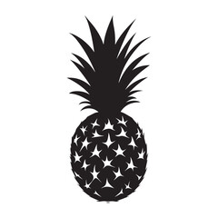 Obraz premium Pineapple natural food icon, Tropical fruit isolated on white background. Symbol of food, sweet, exotic and summer, vitamin, healthy. Nature logo dessert