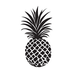 Fototapeta premium Pineapple natural food icon, Tropical fruit isolated on white background. Symbol of food, sweet, exotic and summer, vitamin, healthy. Nature logo dessert