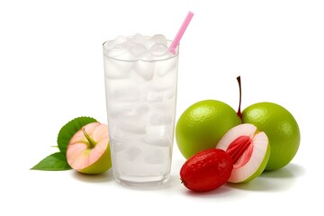 Fresh Lychee Soda on White Background
