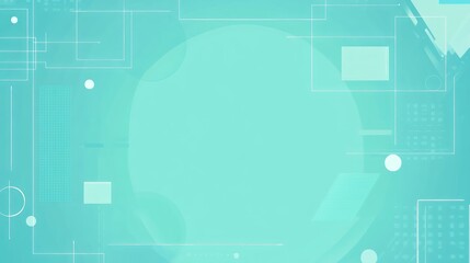 Obraz premium A blue and teal background with geometric shapes, such as squares and circles, arranged in an abstract pattern