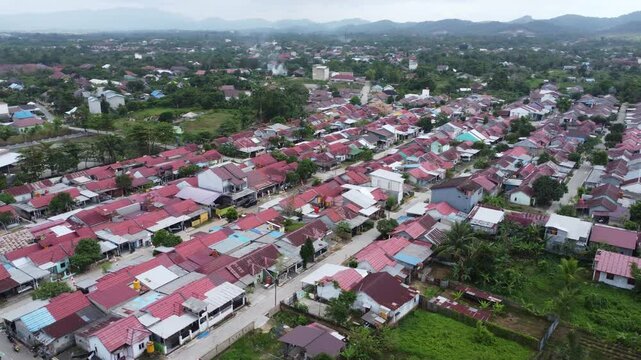 Aerial view of subsidized housing development in South Kalimantan