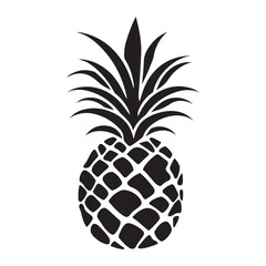 Obraz premium Pineapple natural food icon, Tropical fruit isolated on white background. Symbol of food, sweet, exotic and summer, vitamin, healthy. Nature logo dessert