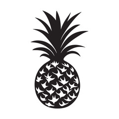 Obraz premium Pineapple natural food icon, Tropical fruit isolated on white background. Symbol of food, sweet, exotic and summer, vitamin, healthy. Nature logo dessert