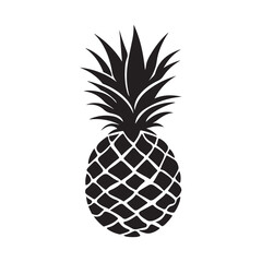 Obraz premium Pineapple natural food icon, Tropical fruit isolated on white background. Symbol of food, sweet, exotic and summer, vitamin, healthy. Nature logo dessert