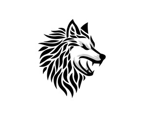 Obraz premium wolf head roaring tattoo art style logo design template illustration