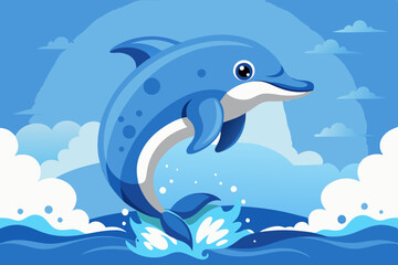 Obraz premium A joyful dolphin jumping out of water