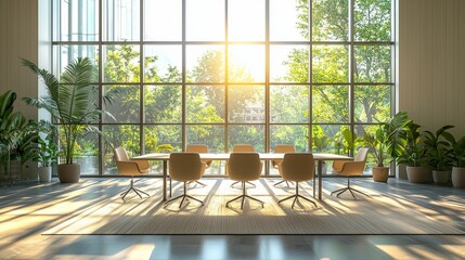 Fototapeta premium Modern Conference Room with Large Windows