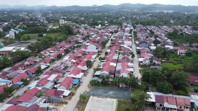 Aerial view of subsidized housing development in South Kalimantan