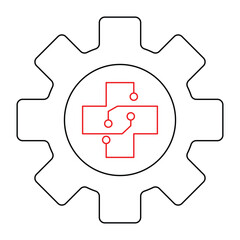 Vector icon for digital health technology and medtech innovations. Ideal for healthcare apps, telemedicine services, and medical software solutions.
