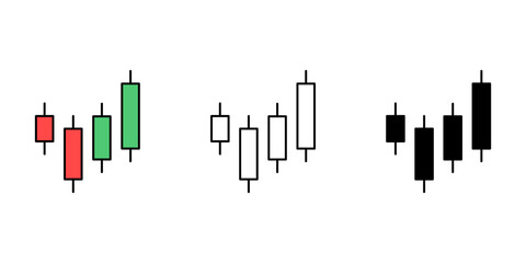 Naklejka premium candlestick icon set. Candlestick pattern chart symbol isolated background. Market investment trading silhouette icon, vector illustration.