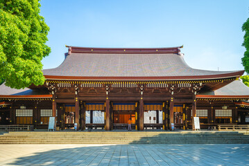 Main Hall of Meiji Shrine in Shibuya district of Tokyo city, Japan
