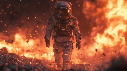 Futuristic Astronaut in a Glowing Nebula Scene