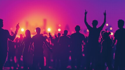 Dancing Silhouettes at a Vibrant Music Festival