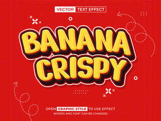 banana crispy editable text, font effect, 3d text for title