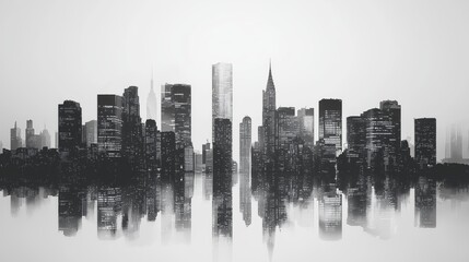 Obraz premium Monochrome Skyline in Minimalist Corporate Style
