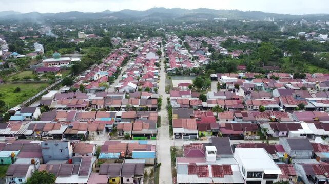 Aerial view of subsidized housing development in South Kalimantan
